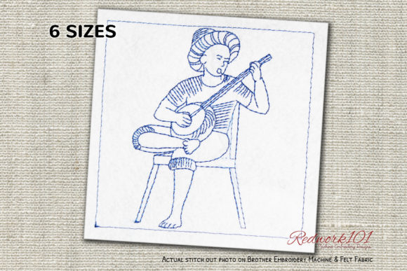 Banjo Player Redwork Design Review: A Rhythmic Embroidery Addition