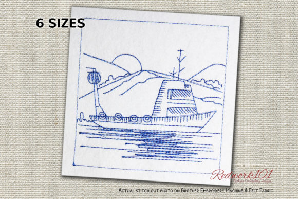 Fishing Boat Redwork: A Timeless Embroidery Design for Seasonal Creations