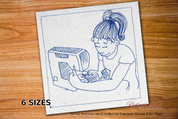 Girl Learning Sewing Redwork Review for Seasonal Projects