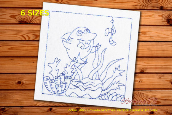 Shark Eating Worm Redwork Design Review