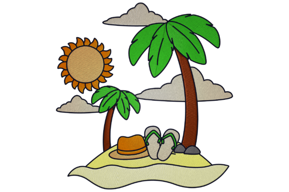 Vacation Island Embroidery Design Review for Small Business Merch